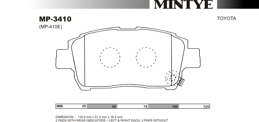 MINGTAI MP3410 ΔΙΣΚΟΦΡΕΝΑ  COROLLA NZE121,YARIS VVTI