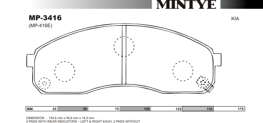 MINGTAI MP3416 ΔΙΣΚΟΦΡΕΝΑ   KIA  1999 ON  2500,2900cc