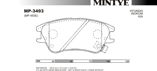 MINGTAI MP3493 ΔΙΣΚΟΦΡΕΝΑ  HYUNDAI MFV 1.0 ATOS  2001on