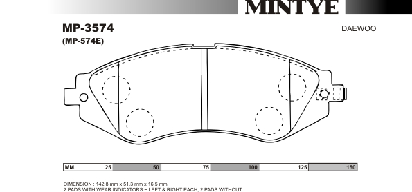 MINGTAI MP3574 ΔΙΣΚΟΦΡΕΝΑ F DAEWOO TACUMA 2000on