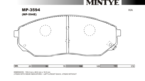 MINGTAI MP3594 BRAKE PAD FR KIA SORENTO