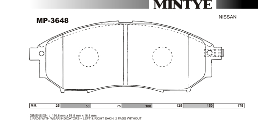 MINGTAI MP3648 BRAKE PAND NAVARA 157MM