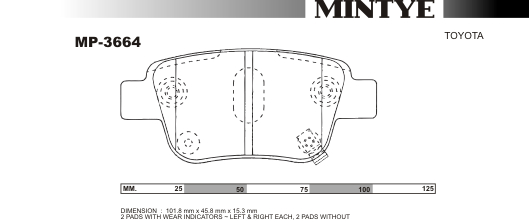 MINGTAI MP3664 ΔΙΣΚΟΦΡΕΝΑ  AVENSIS II REAR  T25,AZT250