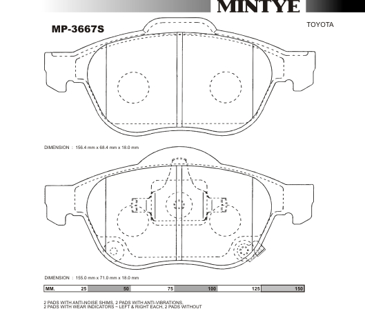 MINGTAI MP3667S ΔΙΣΚΟΦΡΕΝΑ AVENSIS II AZT110 D4D  2001on