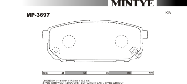 MINGTAI MP3697 BRAKE PAD RR KIA SORENTO I 118MM