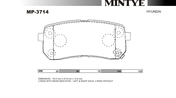 MINGTAI MP3714 BRAKE PAD RR SONATA III