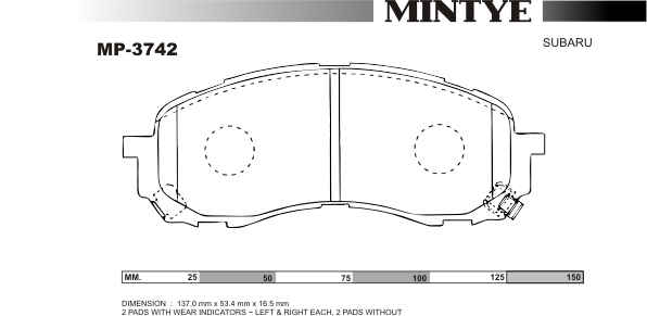 MINGTAI MP3742 ΔΙΣΚΟΦΡΕΝΑ  SUBAROU  IMPREZA  GD5